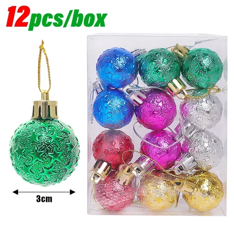 thumbnail image 1 of Juego de 12 a 120 minibolas navideñas para colgar en el árbol de Navidad, bolas de colores, adornos para fiestas de Año Nuevo, decoración del hogar, 1 of 5