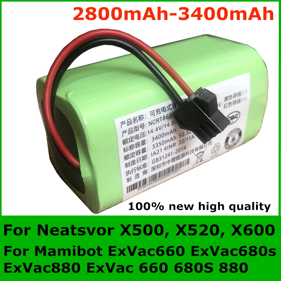 New 3400mah Robotic Vacuum Cleaner Battery For Neatsvor X500, X520