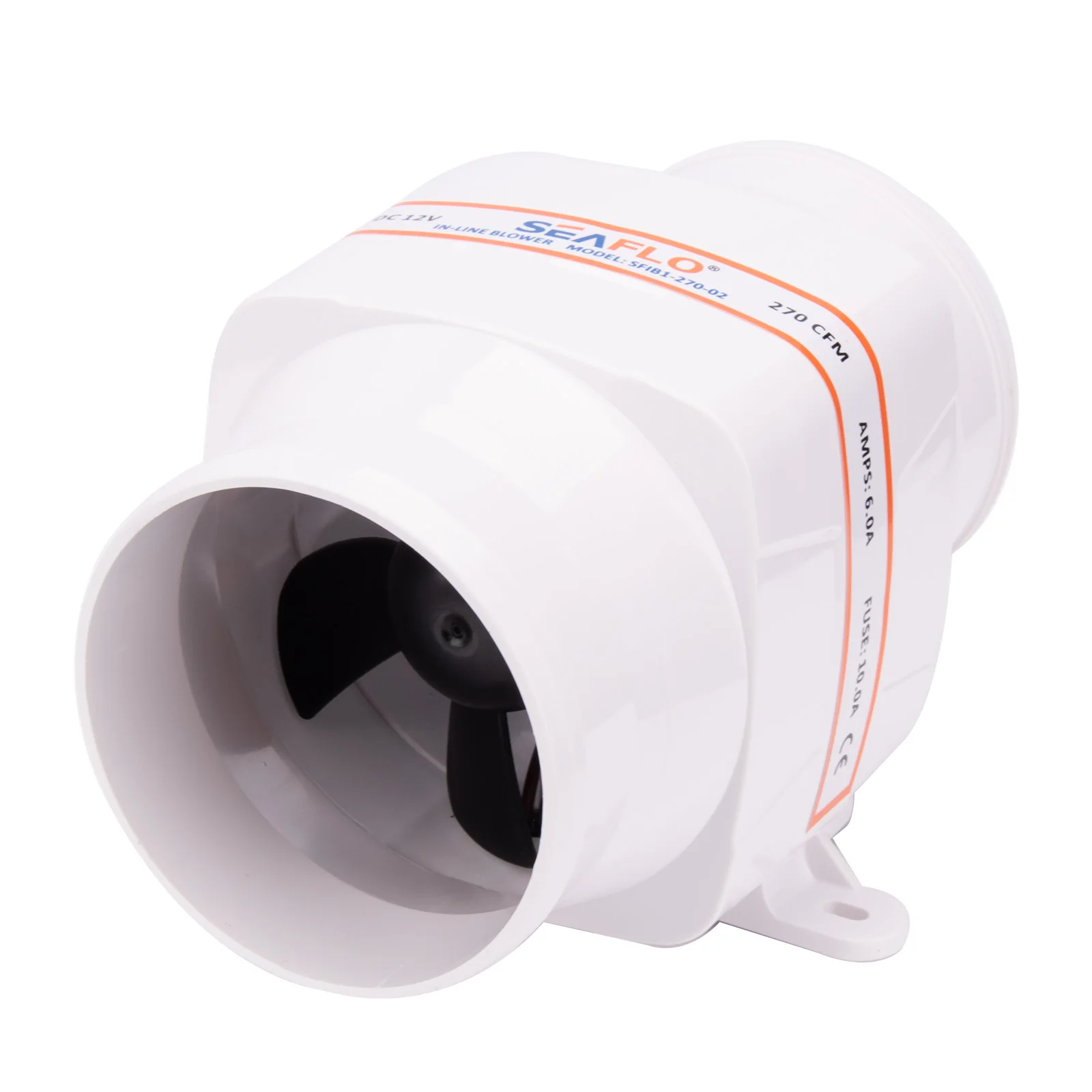 Ventilateur de cale marin 12 V 4 pouces 270 CFM – Ventilateur d'extraction de ventilation en ligne pour cabine de bateau et salle de moteurs