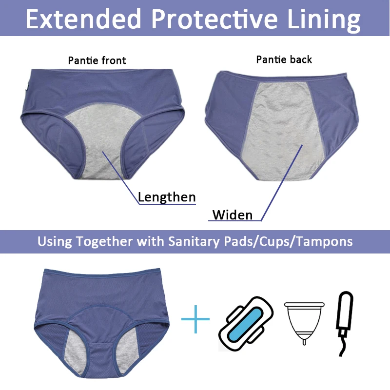 L-8XL Leak Proof Menstrual Panties 5PCS Women Period Underwear Sanitary Panties  Plus Size Physiological Waterproof Briefs