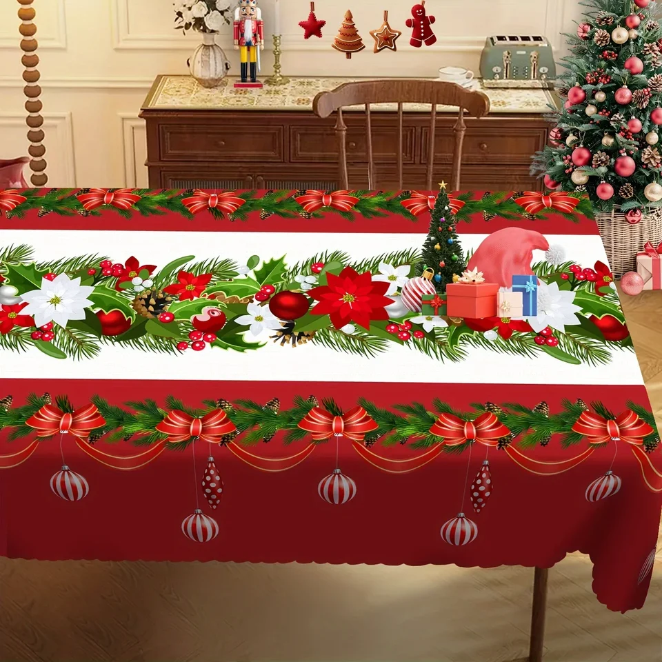 Manteles Rectangulares Con Aguja De Pino Y Alce Para árbol De Navidad Decoracion Para Fiesta De Navidad Decoracion De Mesa De Cocina Para Vacaciones Decoracion Navidena 2025