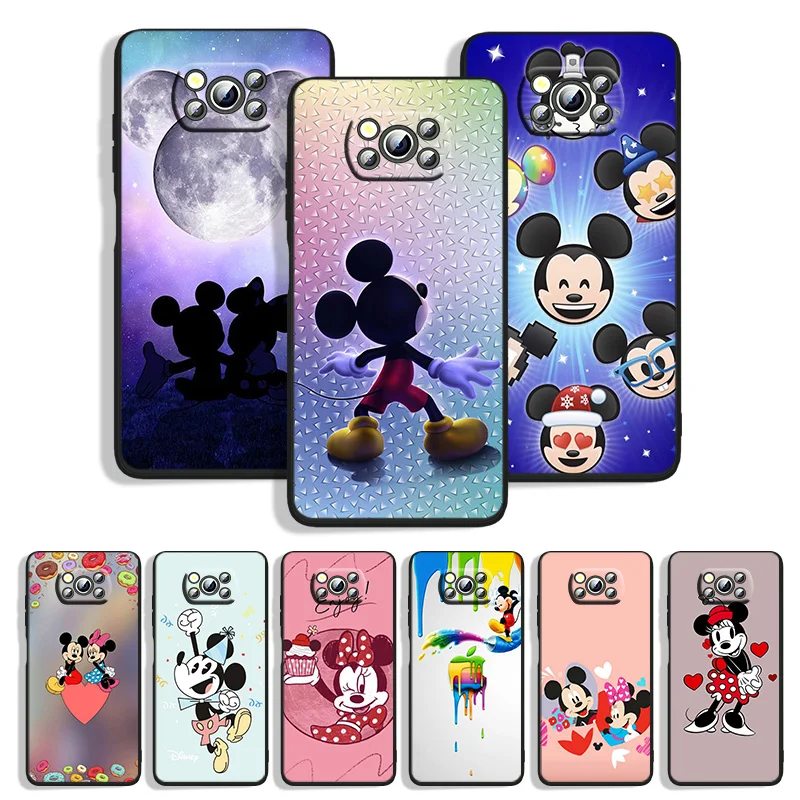 

MicMickey Mouse Cute Smart For Xiaomi POCO M4 M3 C3 X4 X3 X2 F3 X2 F1 Pro NFC GT Mi Play Mix 3 A2 lite Black Phone Case Capa