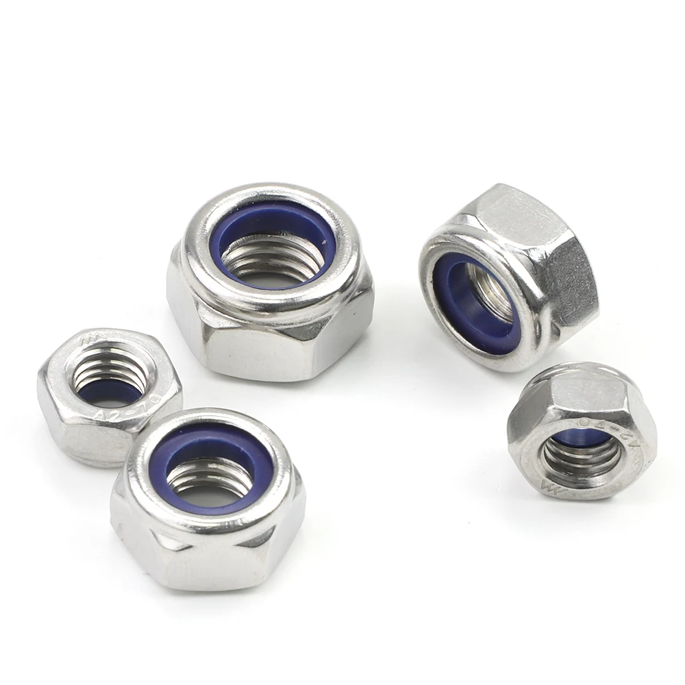 Nylon Lock Nut 1-50pcs Stainless Steel Insert M2 M2.5 M3 M4 M5 M6 M8 M10 Self Locking for Car Appliance