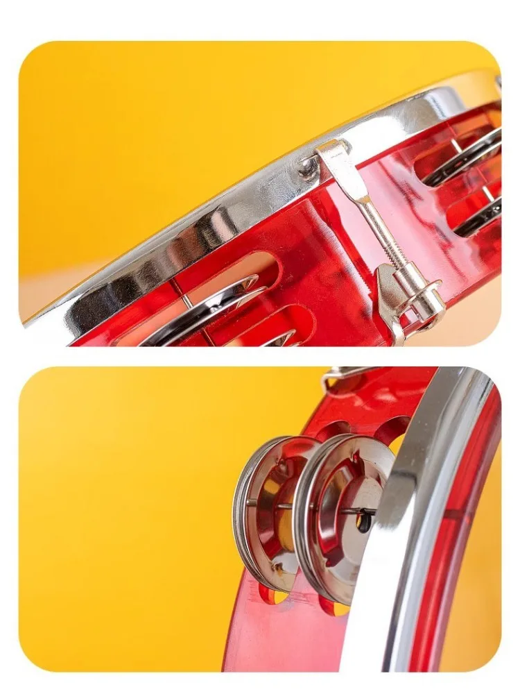 Special Children's Use Double Row Adjustable Tambourine Orff Percussion Instrument Musical Hand Drum Band Performance Instrument