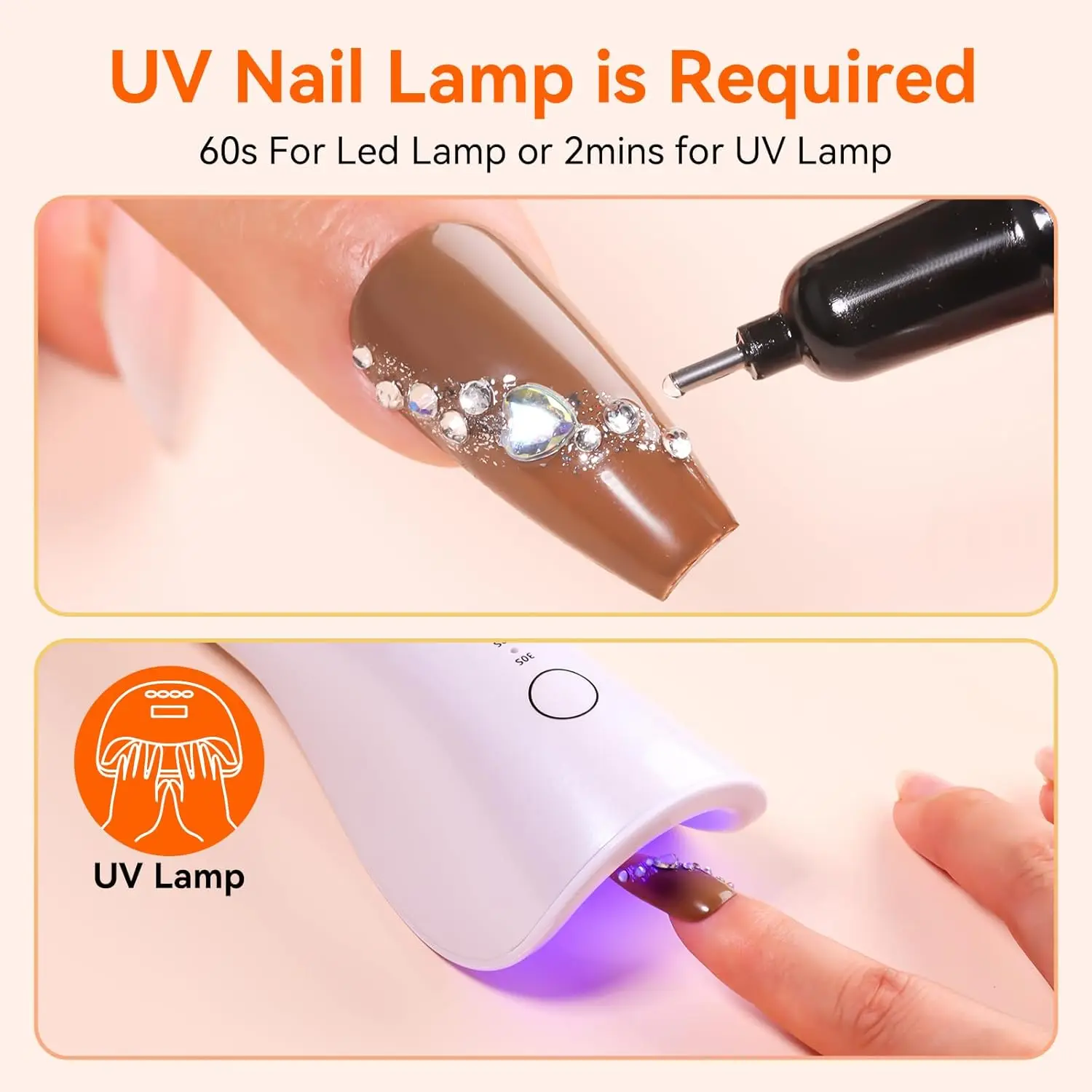 Makartt Nail Rhinestone Glue Gel, Upgrade Gel Nail Glue with Brush Pen Tip Super Strong Adhesive Precise for Nail Charms Crystal 3