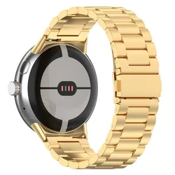 Stainless Steel Strap for Smartwatch Bracelet, Adjustable Wristband Replacement (Gold)