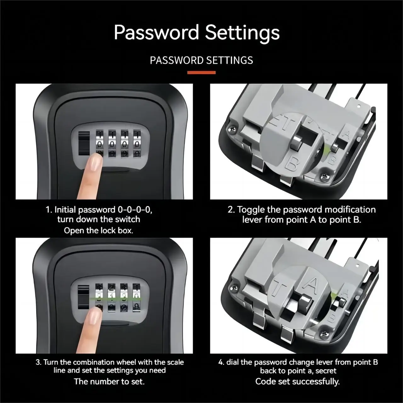 Wall Mounted Key Safe 4-digit Password Key Secure Storage Lock Manager Hold Up to 5 Keys Lock Box Wall Mounted Key Storage Box 2