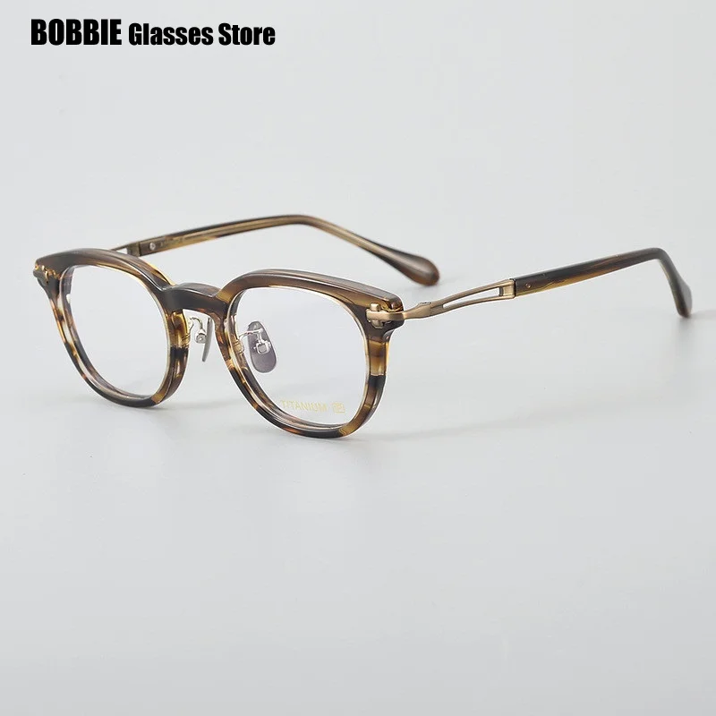 

Japanese Acetate Titanium Glasses Frame Men Square Optical Eyeglasses Women Handmade Myopia Eyewear Blue Light Spectacles Trend