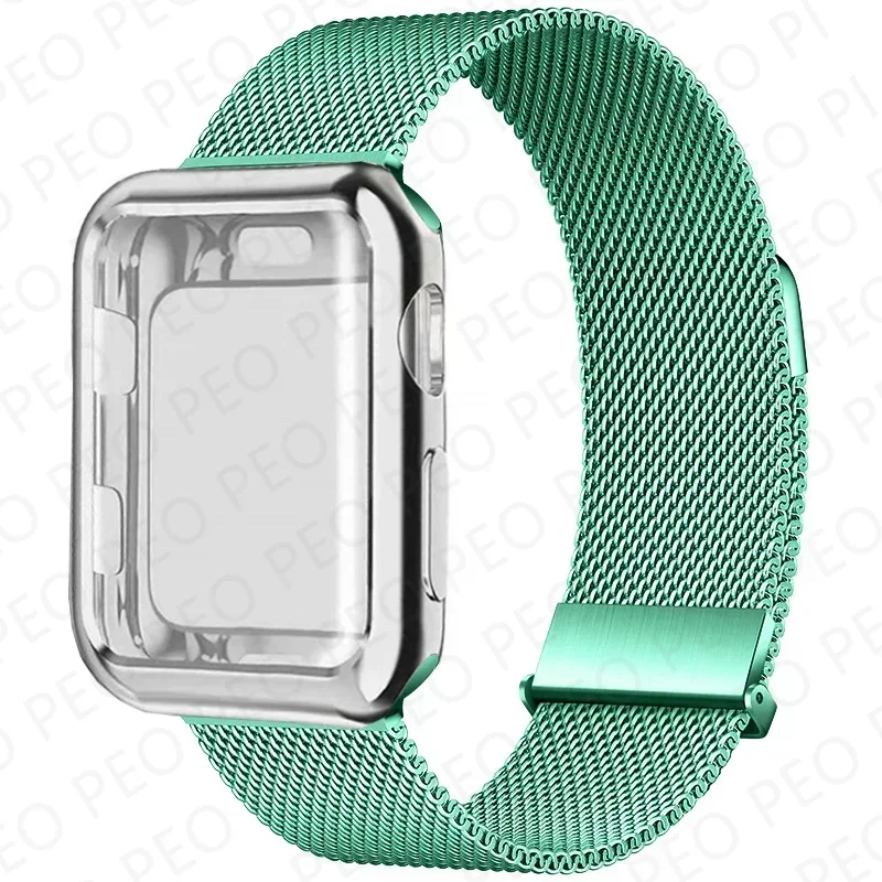 Sleek Metal Magnetic Loop Watch Band with Protective Case