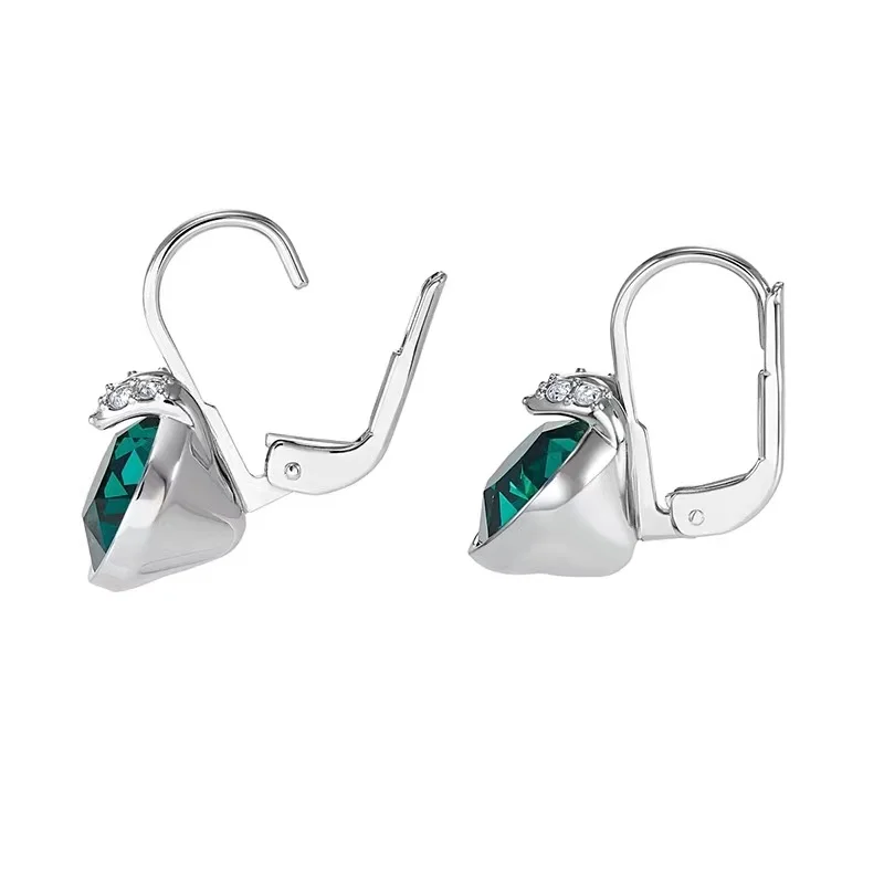 Drop Earrings Bella V for Women Christmas Birthday Genuine Austrian Crystals Round Cut Dangle Silver Color Pierced