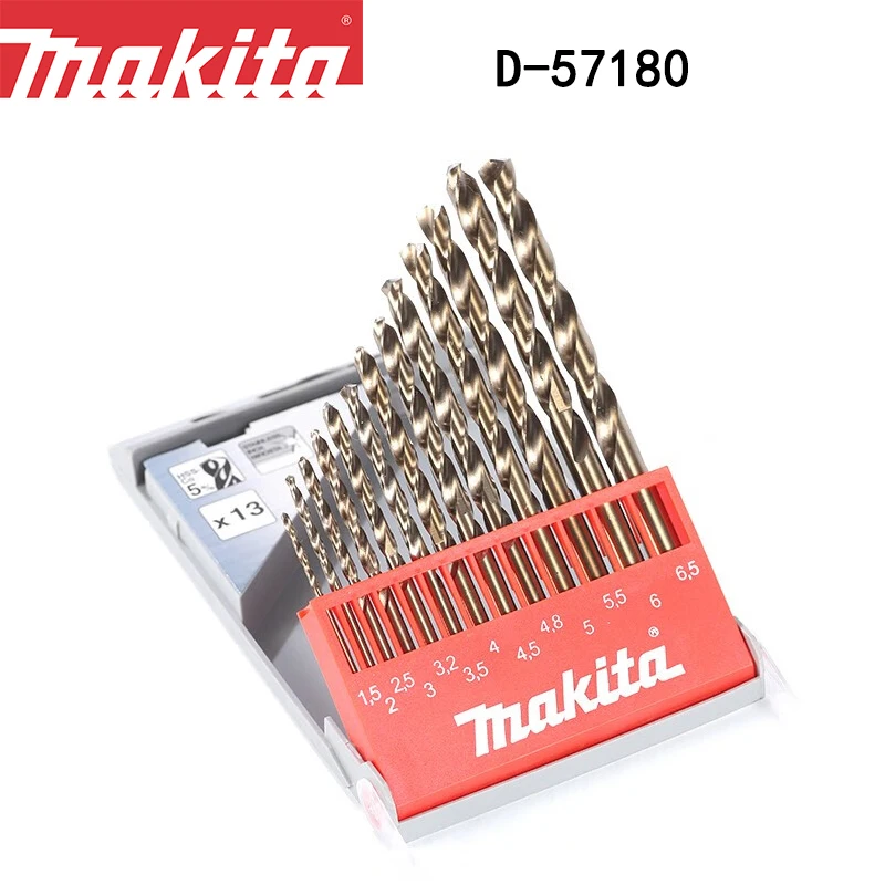 

Makita D-57180 Fried Dough Twists Bit Cobalt 5% Straight Shank Superhard Metal Iron Plate Aluminum Alloy 13pcs