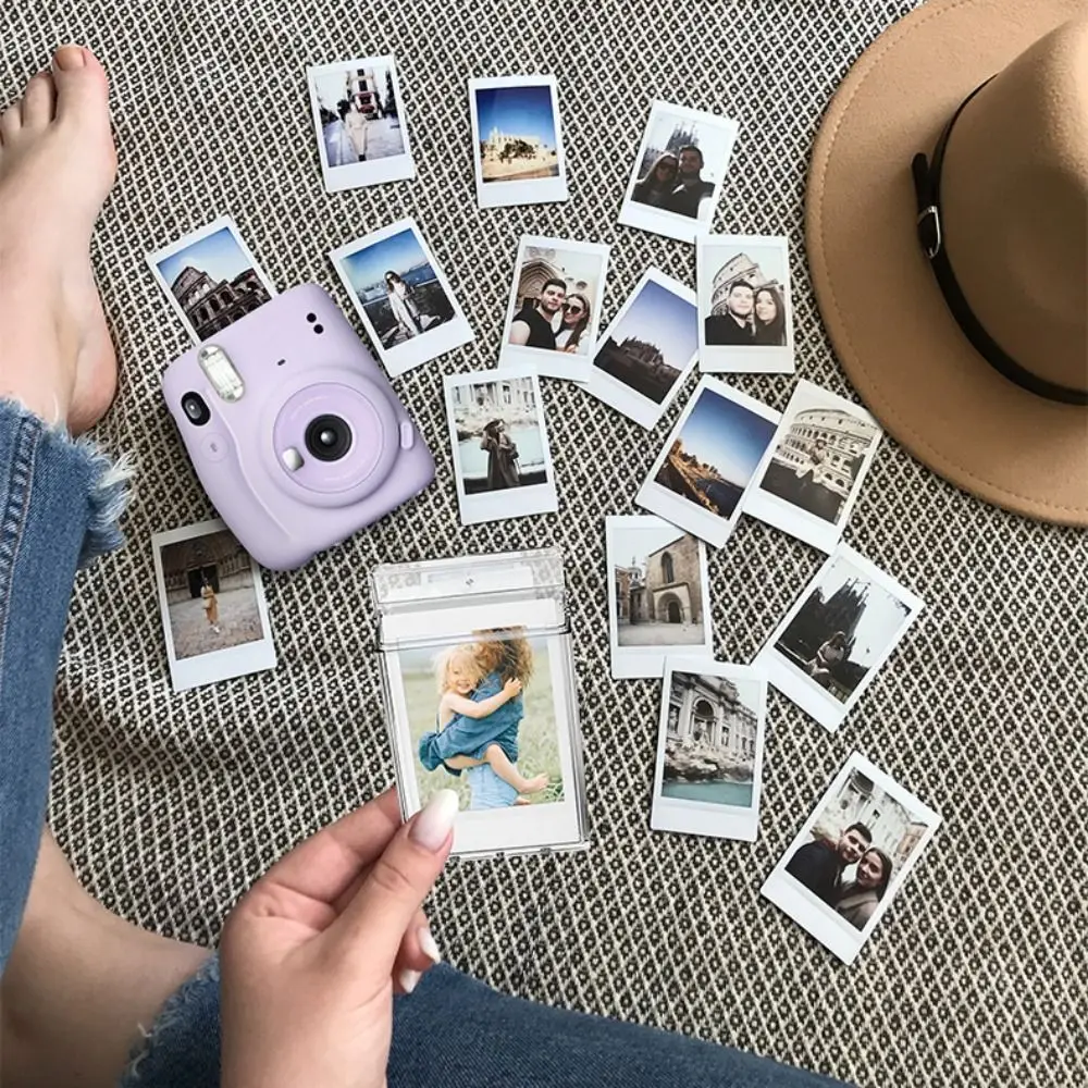 3 인치 필름 투명 사진 보관 상자 Fujifilm Instax Mini 12/11/9/8/7 용 인스턴트 카메라 사진 케이스 (스트랩 포함)