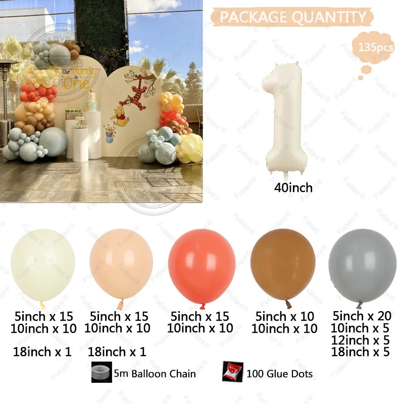 thumbnail image 1 of Kit de 135 globos de aluminio finos de 40 pulgadas con temática de Winnie The Pooh de Disney, diseño de dibujos animados de Disney, suministros para decoraciones de fiestas de cumpleaños, 1 of 4