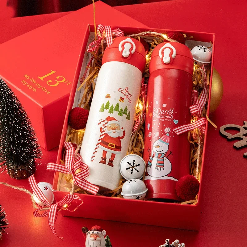 Christmas Thermos Cup Cartoon Christmas Tree Stainless Steel Insulated Mug Outdoor Travel Coffee Cup Kids Gift