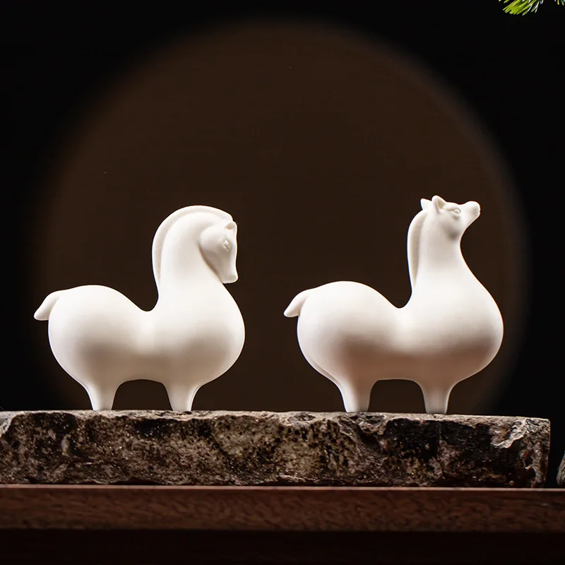 Qiao Lin-Chinese White Porcelain Horse Statue, Vintage Decorative Ceramic Art, Zen Creative Ornaments, Mascot