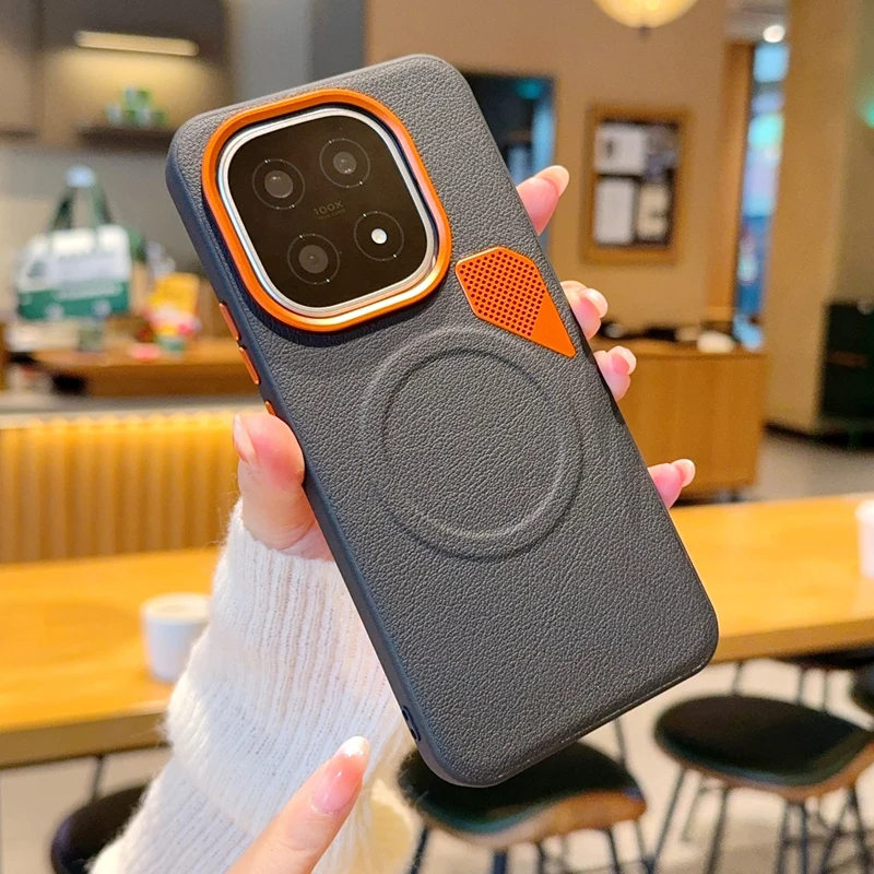 ELVEV Magnetic Luxury PU Leather Dropproof Phone Case with Heat Dissipation Protection
