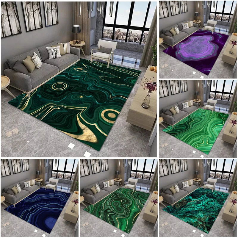 

Ink Painting Pattern Flannel Rug Green Modern Simple Large Area Covered Living Room Non-Slip Carpet for Kitchen Hallway Bedroom