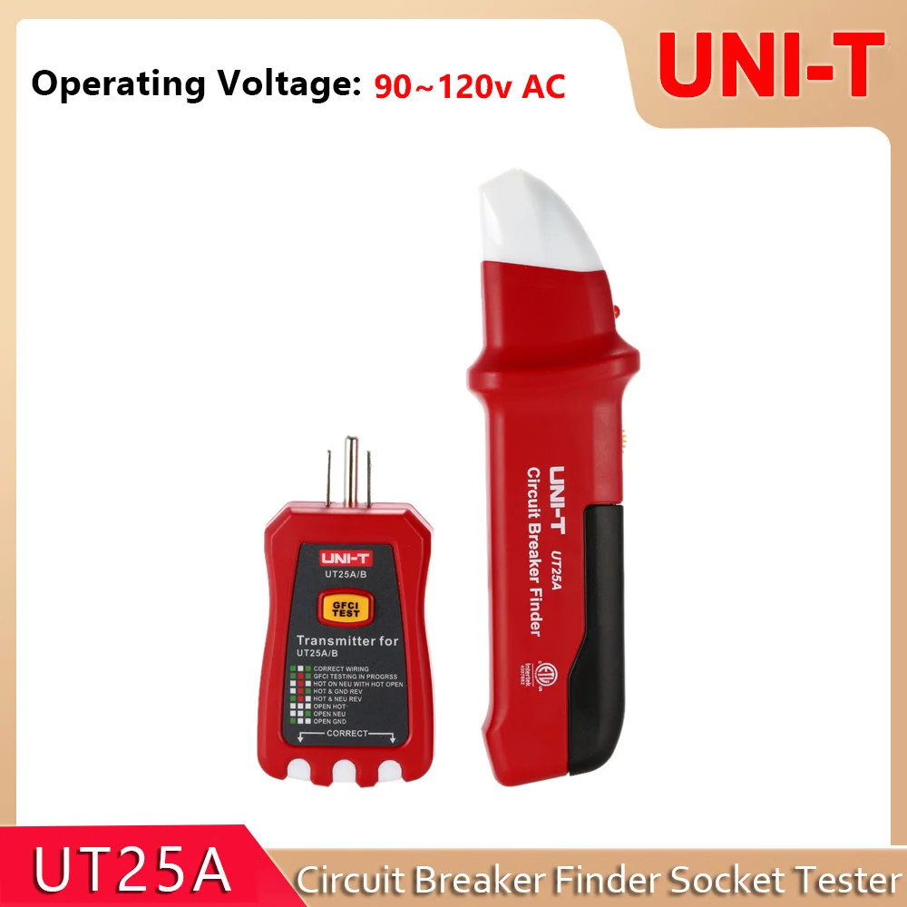 

UNI-T UT25A Circuit Breaker Finder Automatic Socket Tester Electrician Diagnostic-tool With LED Indicator Tester Professional