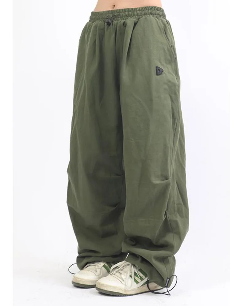 

Брюки-багги спортивные с парашютом, винтажные прямые джоггеры с завышенной талией, повседневные штаны в стиле Харадзюку, уличная одежда, Y2k