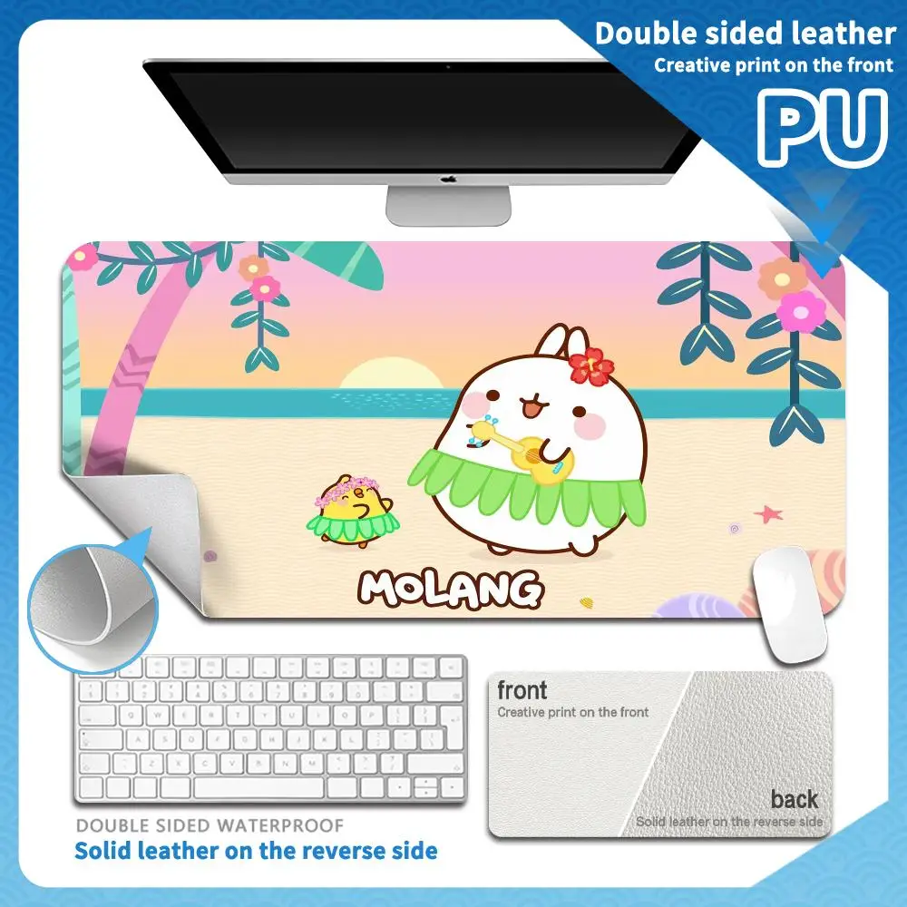 

XXL HD Printing Laptop Gamer Waterproof Mousepad Anime Kawaii M-Molangs PU Mousepad E-Sports 1000x500mm Leather Keyboard Pad Hot