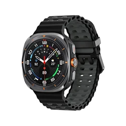 Dual - Tone Sport Silicone Strap for Galaxy Watch Ultra - Marine Band Accessories (Black - gray)