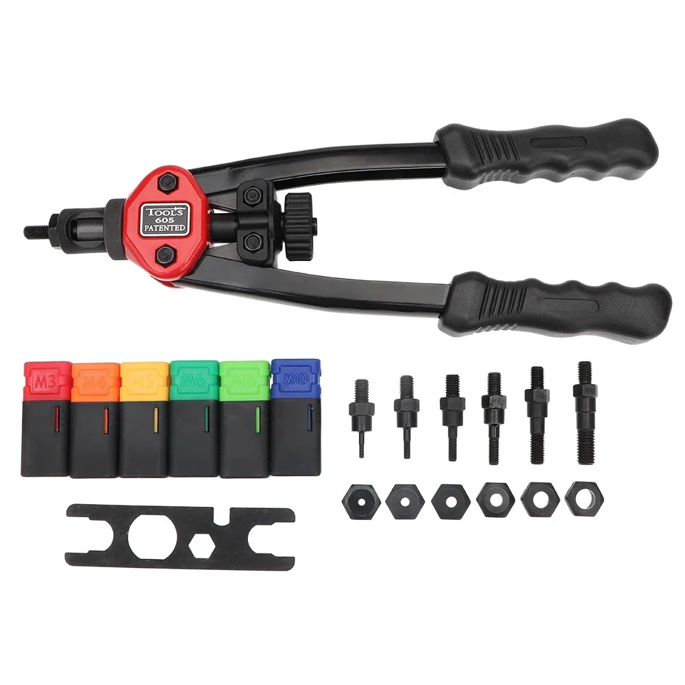 Rivet Gun Rivet Nut Tool Rivet Gun Set 93pcs Rivet Nut Hand Threaded Rivet Nuts Gun BT605 M3 M4 M5 M6 M8 M10 Double Insert Manual Riveter Gun Riveting Rivnut Tool