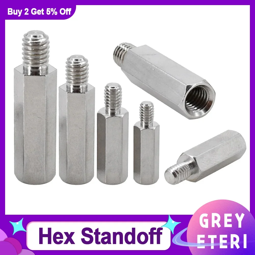 thumbnail image 1 of Male to Female Hex Standoff Motherboard Rack Stud Mount Spacer Column Stainless Steel Screws Bolts Standoffs M2 M2.5 M3 M4 M5 M6, 1 of 4