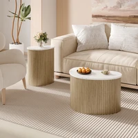 Table basse minimaliste moderne, table d'appoint en bois de maçonnerie en marbre de style scandinave, table de salon multifonctionnelle 5