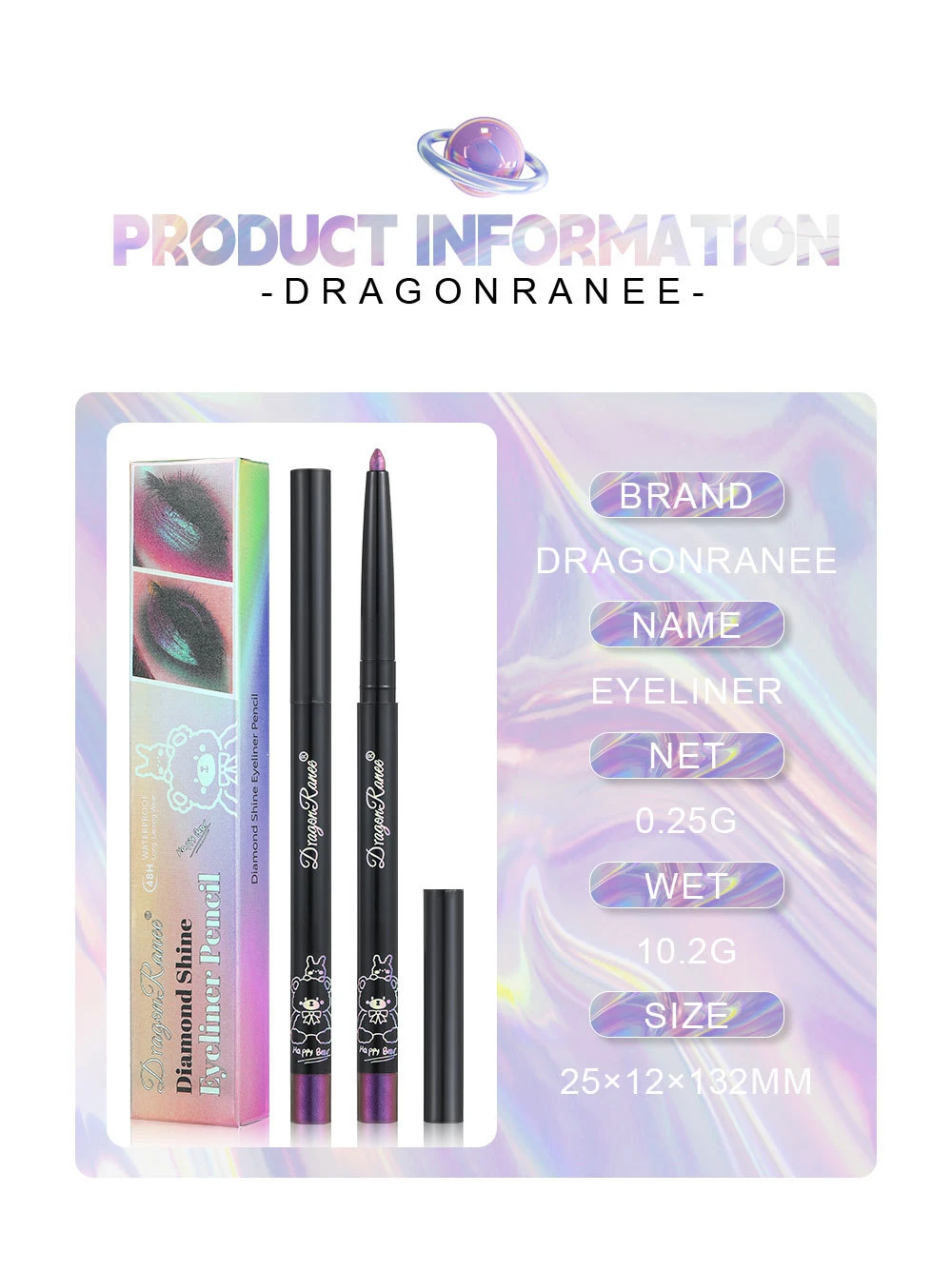 Perlglanz Aurora Eyeliner Stift Wasserfest Metallic Glitzer_voghion.com