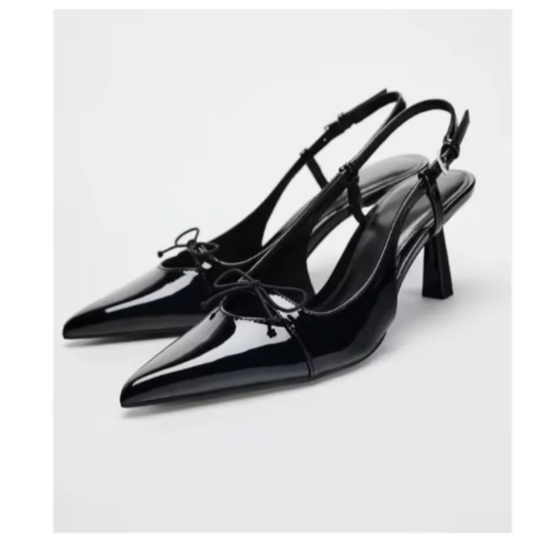 Women High Heels Shoes Pointed Toe Slingbacks Buckle Strap Party Pumps