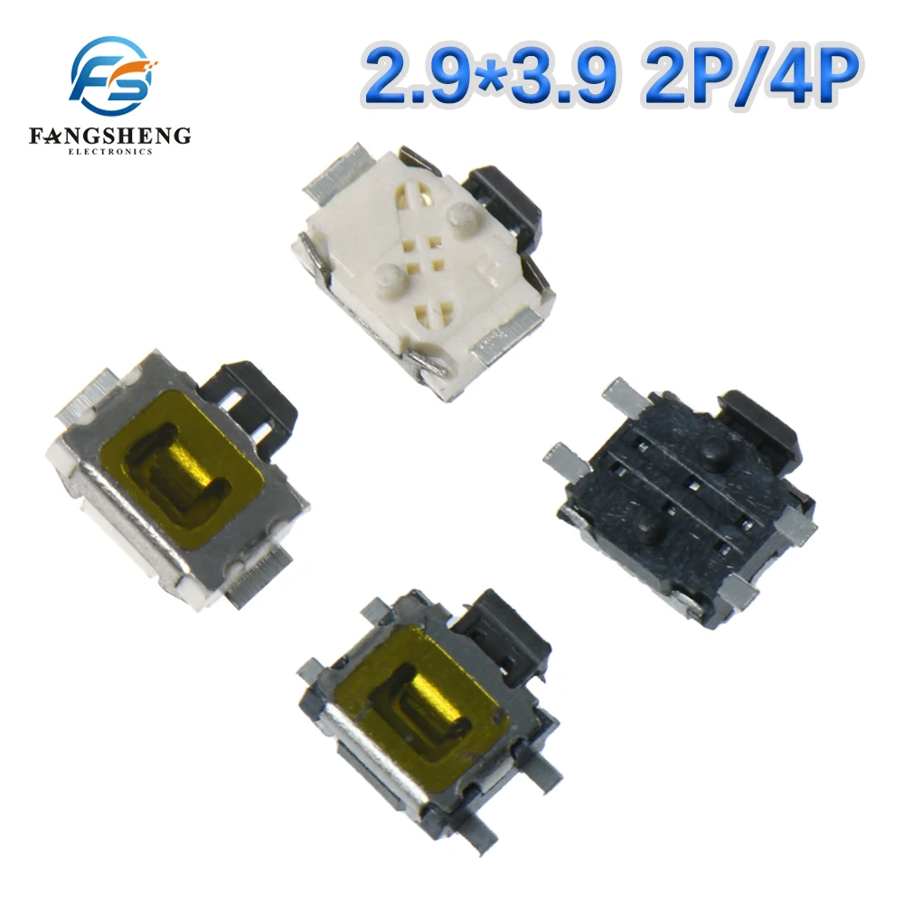 Push Button Switch 10/50PCS micro switch smd 2pin 4pin 3.9*2.9SMD Switch Button Key for Mobile Phone 12v Side Button Light Touch 3X4