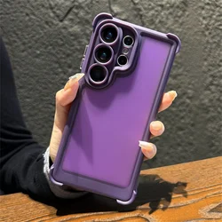 Shockproof Bumper Armored Phone Case with Matte Translucent Corers - Galaxy S26+ (Dark Purple)