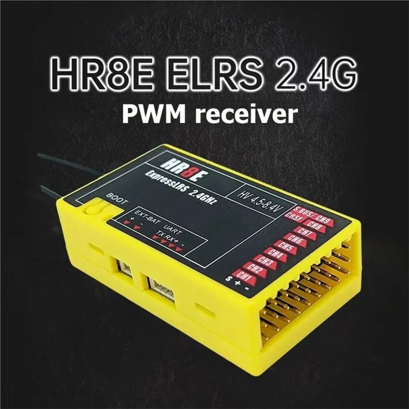 ABIK-ELRS PWM 2.4Ghz 9 채널 Ch HR8E Expresslrs 수신기 모듈 FPV 고정 날개 RC 비행기 자동차 보트 차량용 1Pcs