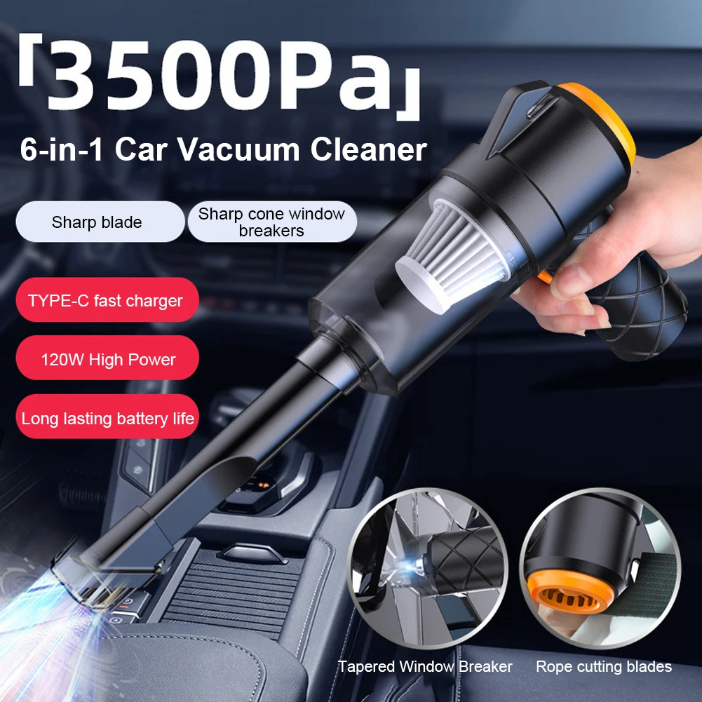 6 In 1 Blowing & Suction Vacuum Cleaner Portable Cordless Vacuum Cleaner Electric Powerful for Car Home Office Cleaning