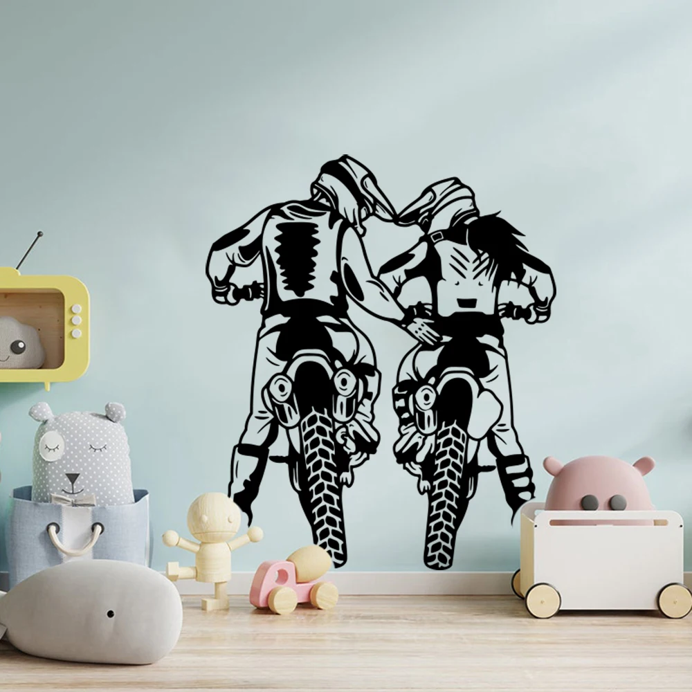 Dad and Mom Motorcross Dirtbike Wall Sticker Living Room Bedroom Family ...