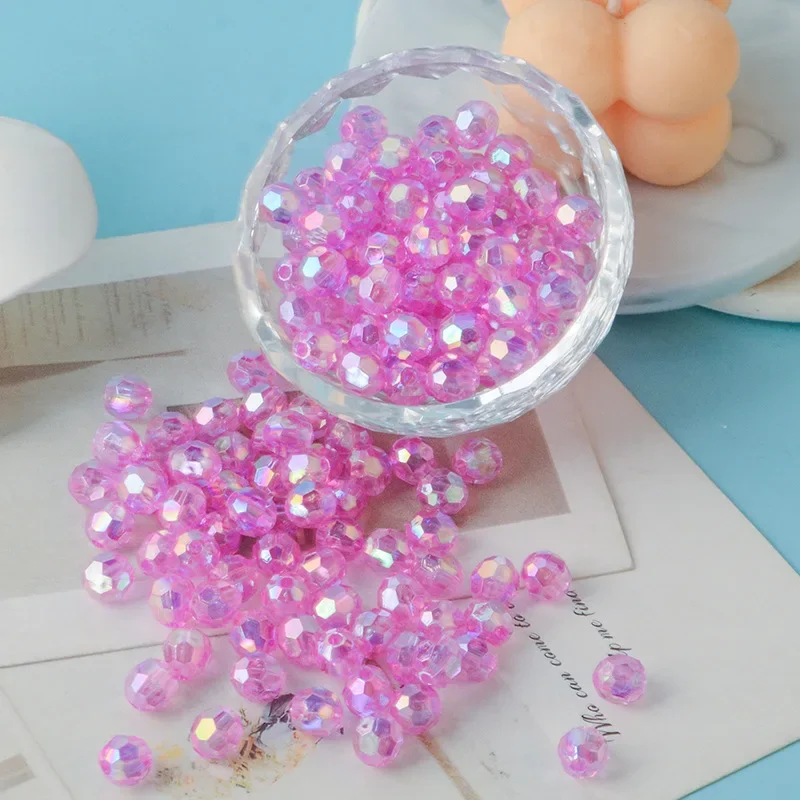 Acrylic Beads 500g AB Colored Octagonal Beads Transparent Plated Earth Beads