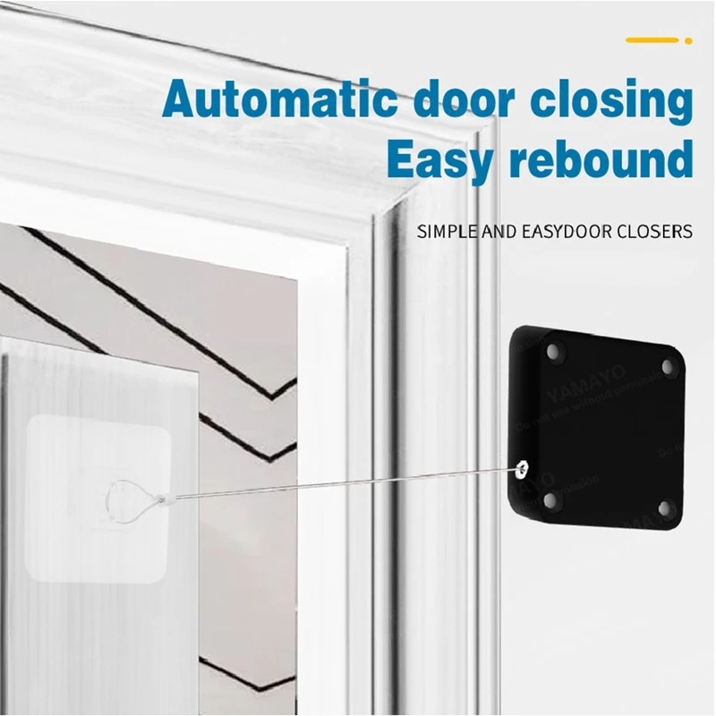 No Punching Automatic Door Closer Adjustable Rawstring Door Stopper Bracket 800g Tension Closing Device For Drawer Sliding