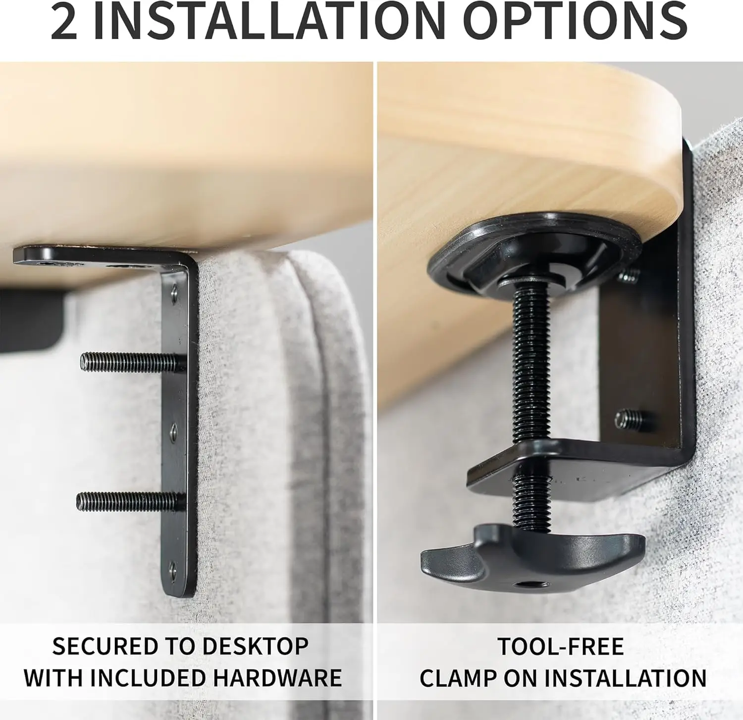 Clamp-on/Screw-on 60 x 24 inch Privacy Panel, Sound Absorbing Cubicle Desk Divider, Acoustic Partition, Gray