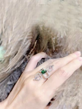  Luxury New Wide Geometric Green AAA Zirconia Rings for Women Fade Resistant Wedding Prom Party Jewelry Gifts Accessories D1007 