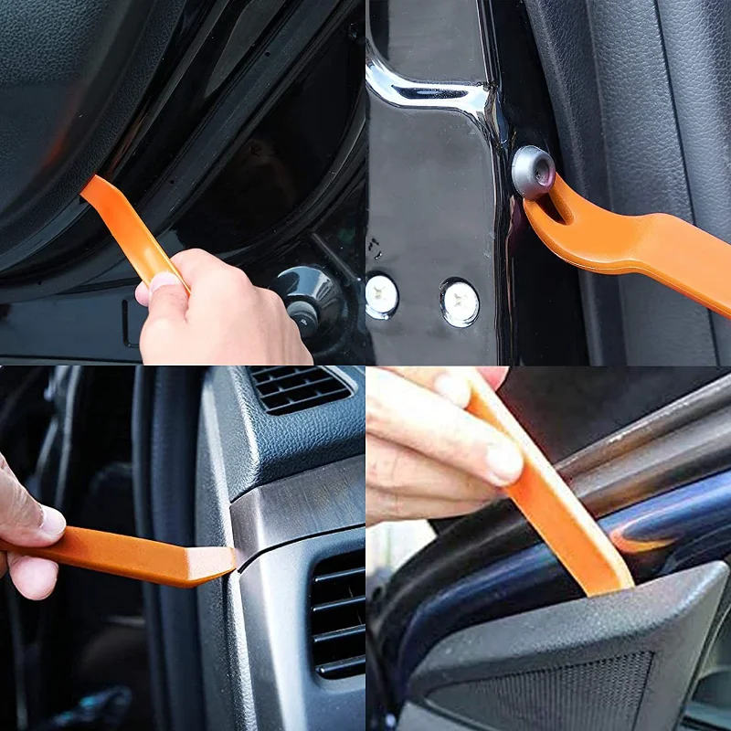 Juego de Herramientas automotrices de reparación de Audio de coche, instalador de extracción de Panel de Clip de puerta, Clips automáticos abiertos, herramientas de removedor de molduras de sujetador de plástico, 4 piezas