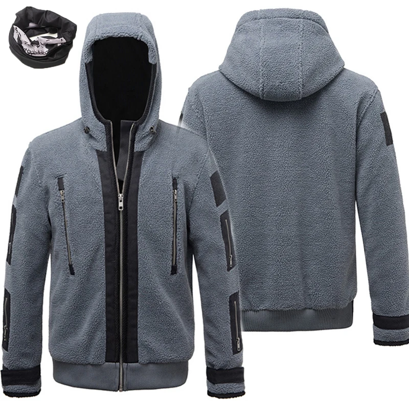 

Game TF141 Ghost Cosplay Coat Adult Unisex Hoodie Grey Pullover Mask Badge Sweatshirts Suit Zipper Jacket Causal Top Uniform