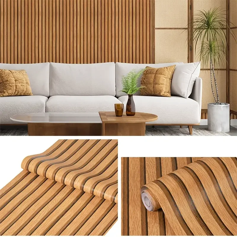 3m×40cm wood grain wallpaper Self Adhesive Removable Waterproof PVC wall sticker for Living Room Bedroom Wall DIY Modern Decor