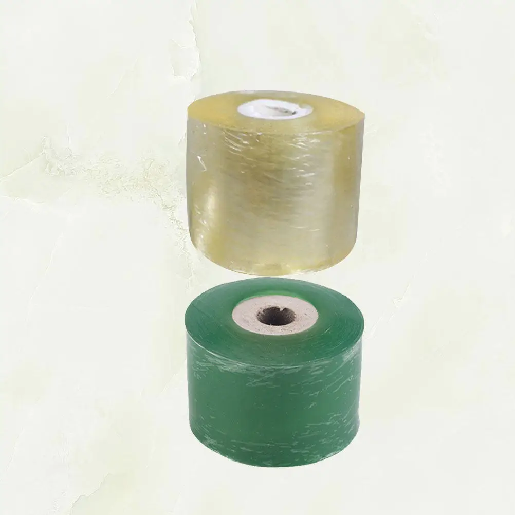 2롤 3cm 노란색 녹색 접목 랩 PE 소재 탄성 자가 접착 필름 (나무 접목, 빠른 성장 식물, 농업용)