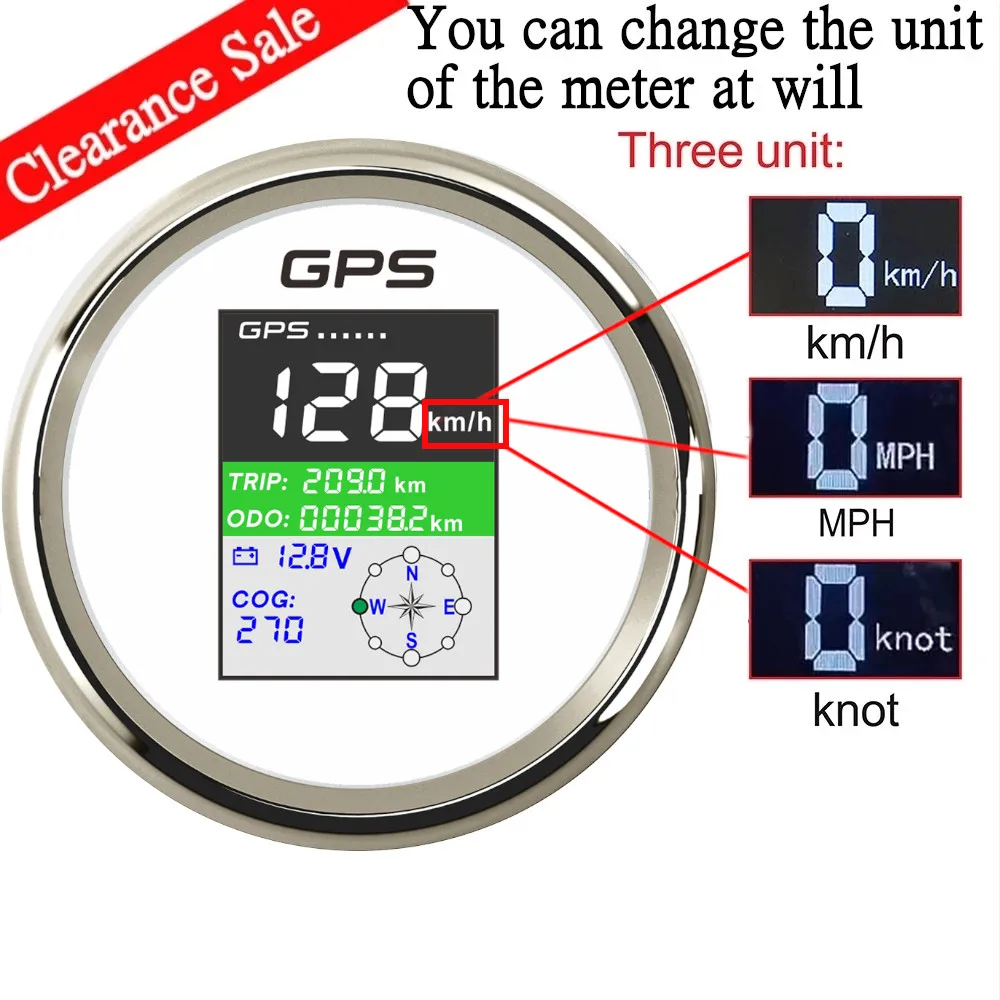 85mm Gps Speedometer With Gps Antenna For Boat Car Motor Yacht Tft Screen Waterproof Odometer