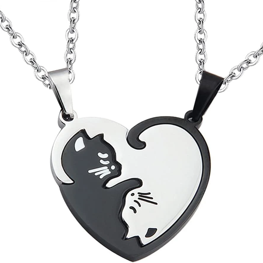Collana dell'amicizia gatto per 2 ragazze e ragazzi, collane abbinate per i migliori amici, fidanzato, fidanzata, anniversario, regalo di Natale  36