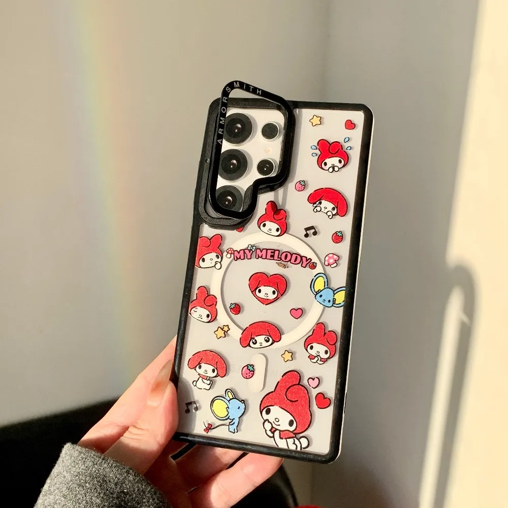 Sanrio My Melody Trendy Magnetic Phone Case with Lanyard Attachment