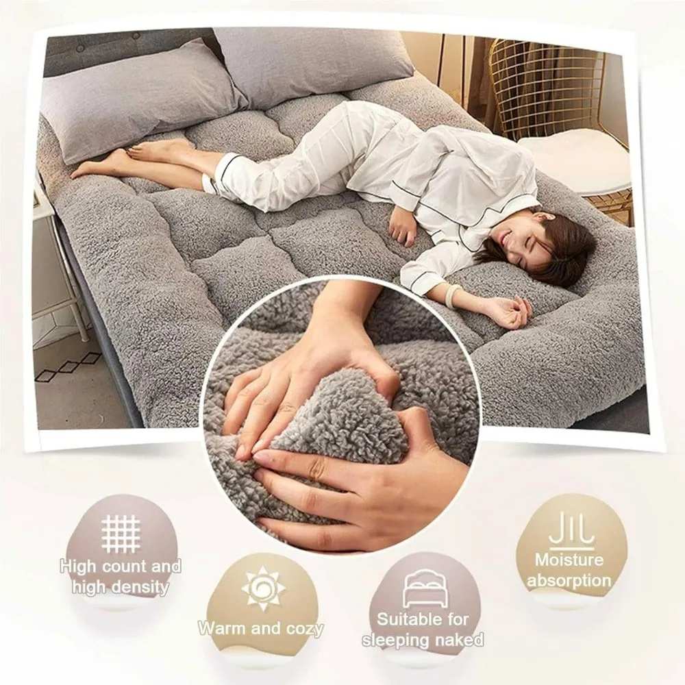 Memory Foam Mattress，Floor Futon Mattress,Thicken Fluffy Sleeping Pads,Portable Folding Tatami Mat,Floor Bed for Guest RV 6