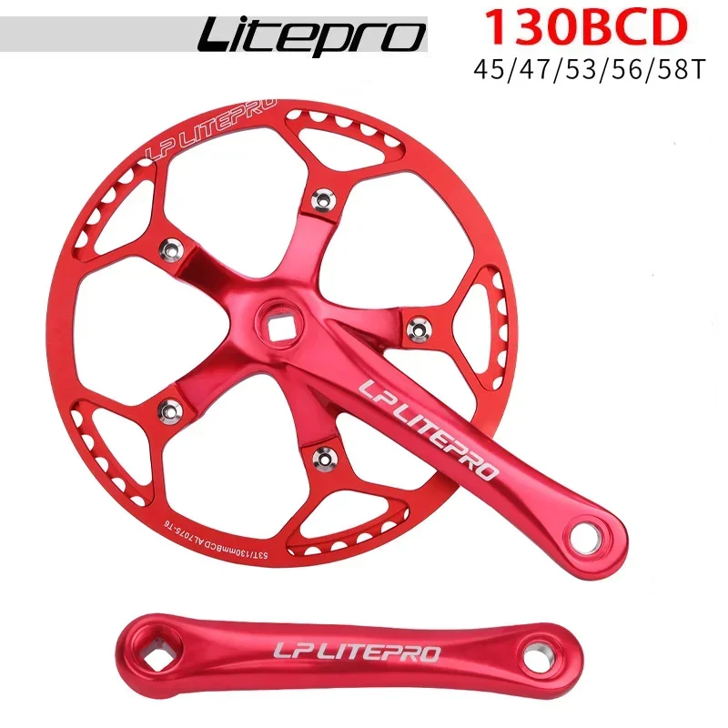 Litepro Square Connecting Rods Crankset 130 BCD Chainring 45T 47T 53T 56T 58T Bicycle Crank and Chainwheel for Gravel Road Bike road bike chainring mounting crank handles