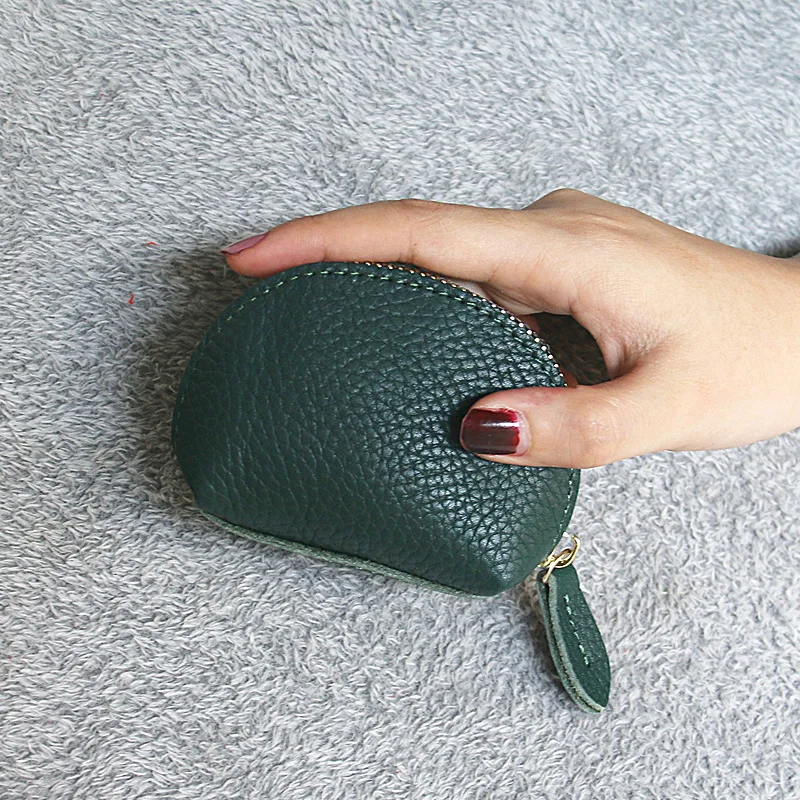 Vintage Women Genuine Leather Coin Purses Girls Zipper Wallet Ladies Clutch Change Purse Female Small Shell Money Bag Wallets