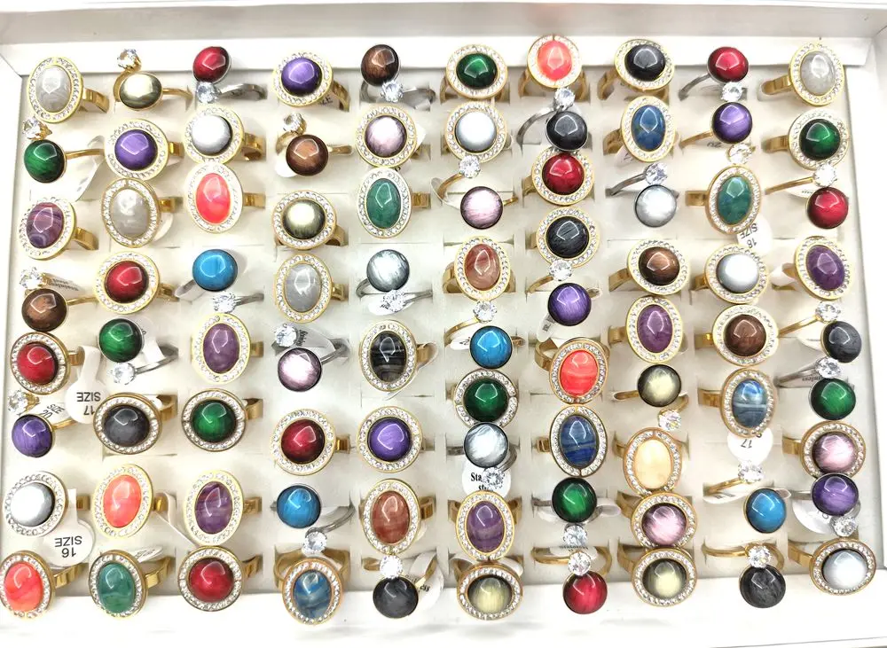 20 Teile/los Großhandel Mix Edelstahl Zirkonia Charm Ring Inlay Runde CZ Ring Strass Verlobung Schmuck Geschenk – Detail 12